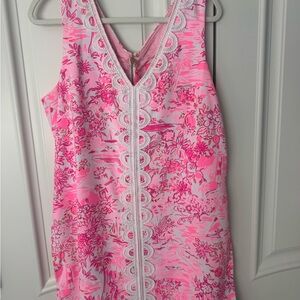 Lilly Pulitzer Pink Floral Lace-Trim Mini Dress